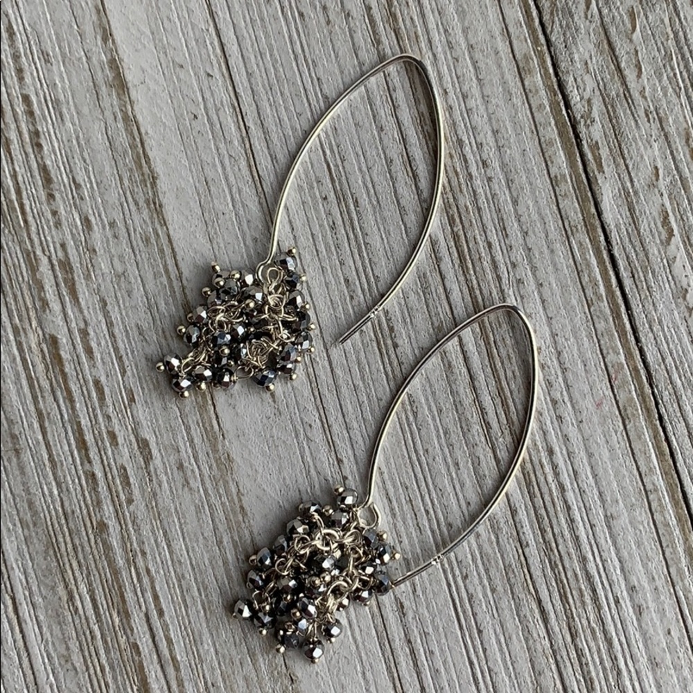 Sterling Silver Pyrite Cluster Dangle Earrings NEW - Picture 3 of 8